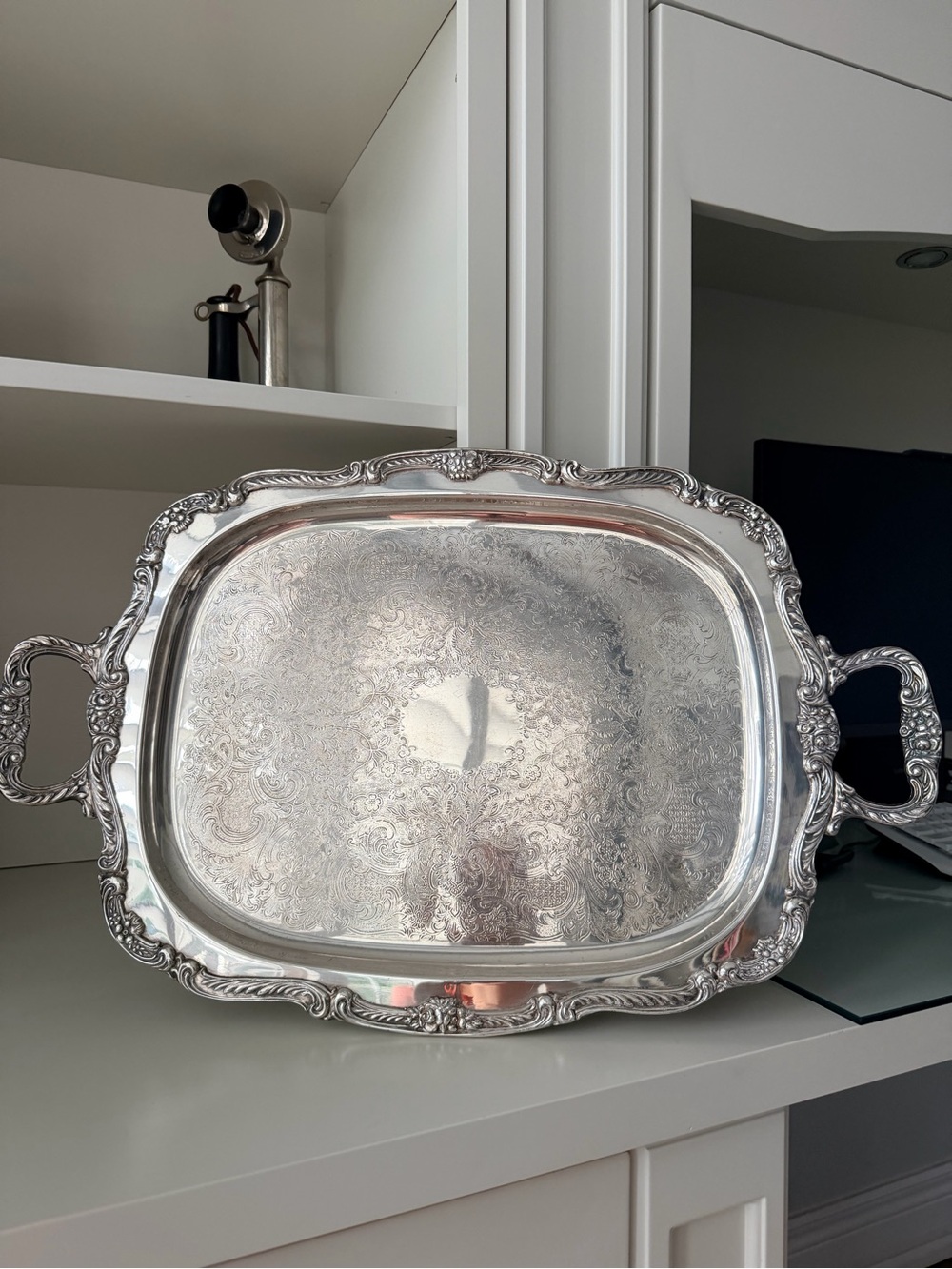 Vintage B&W Canadian Large Silver Plated Ornate Butler Decorative Serving Tray